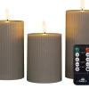 Intratuin Anna's Collection LED Kerzen Set Riba taupe D 7,5 H 10 / 12,5 / 15 cm 3 St.| Led Kerzen