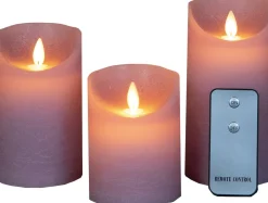 Intratuin Anna's Collection LED Kerzen Set Dinu lila D 7,5 H 10 / 12,5 / 15 cm 3 St.| Led Kerzen