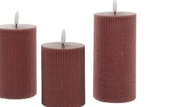 Intratuin Anna's Collection LED Kerzen Set Riba rosa D 7,5 H 10 / 12,5 / 15 cm 3 St.| Led Kerzen