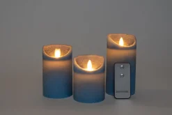 Intratuin Anna's Collection LED Kerzen Set blau D 7,5 H 10 / 12,5 / 15 cm 3 St.| Led Kerzen