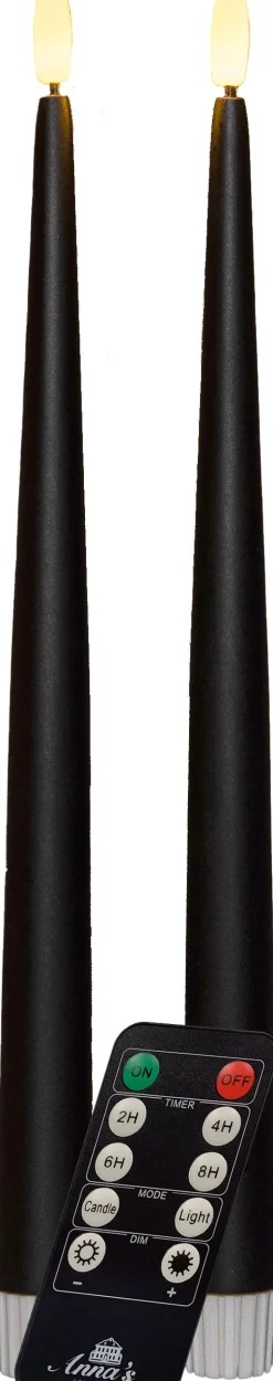 Intratuin Anna's Collection LED Stabkerze Mino schwarz D 3 H 30 cm 2 St.| Led Kerzen