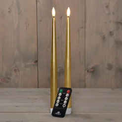 Intratuin Anna's Collection LED Stabkerze mit Timer gold D 2,2 H 30 cm 2 St.| Led Kerzen