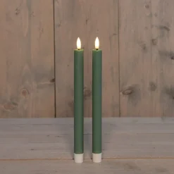 Intratuin Anna's Collection LED Tafelkerze Larni grün D 2,1 H 25 cm 2 St.| Led Kerzen