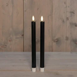Intratuin Anna's Collection LED Tafelkerze Larni schwarz D 2,1 H 25 cm 2 St.| Led Kerzen