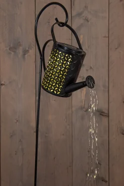 Intratuin Anna's Collection solar Gartenstecker Gießkanne schwarz 23,5 x 10 x 84 cm| Gartenstecker