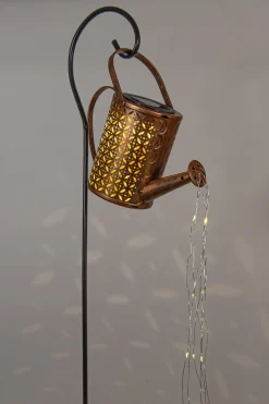 Intratuin Anna's Collection solar Gartenstecker Gießkanne kupfer 23,5 x 10 x 84 cm| Gartenstecker