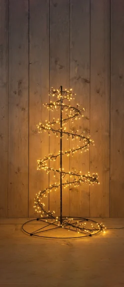 Intratuin Anna's Collection Weihnachtsbaum Swirl schwarz mit 480 extra warmen Lichtern D 67 H 120 cm| Alternative Weihnachtsbäume