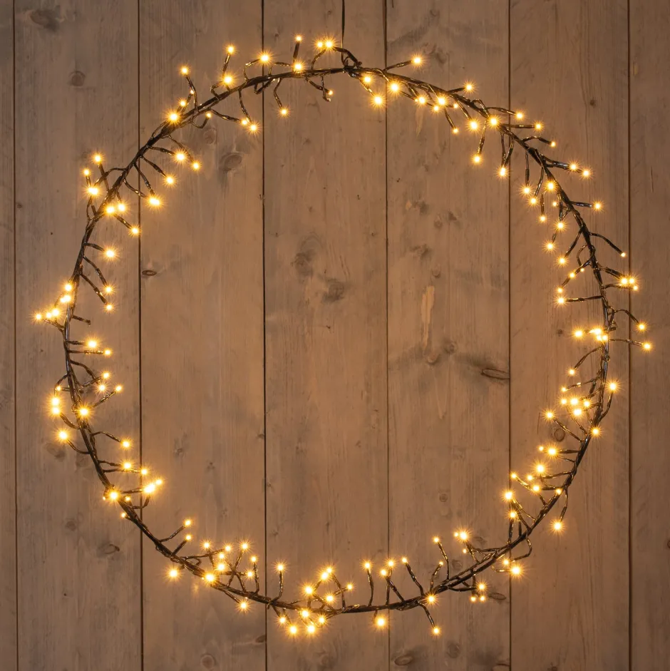 Intratuin Anna's Collection Weihnachtskranz schwarz mit 156 extra warmen Lichtern D 52 H 5 cm| Weihnachtskränze