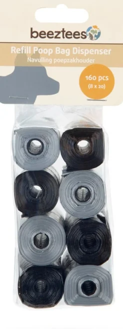 Intratuin Beeztees Hundekotbeutel schwarz / grau 8 x 20 St.| Hundekotbeutel