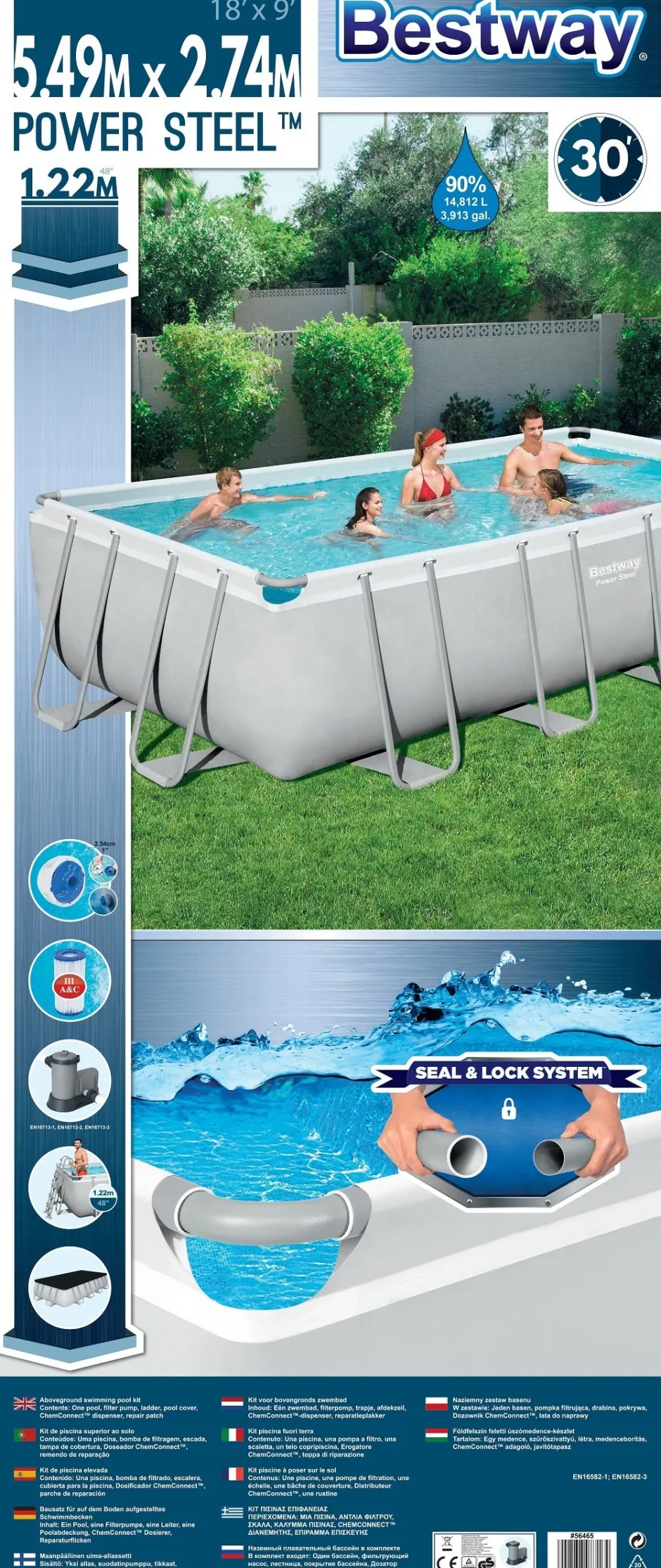 Intratuin Bestway Stahlrahmen-Pool Power Steel rechteckig 549 x 274 x 122 cm| Pools & Planschbecken