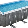 Intratuin Bestway Stahlrahmen-Pool Power Steel Rattan-Look rechteckig 412 x 201 x 122 cm| Pools & Planschbecken