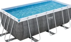 Intratuin Bestway Stahlrahmen-Pool Power Steel Rattan-Look rechteckig 412 x 201 x 122 cm| Pools & Planschbecken