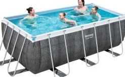 Intratuin Bestway Stahlrahmen-Pool Power Steel Rattan-Look rechteckig 412 x 201 x 122 cm| Pools & Planschbecken
