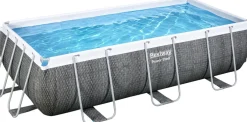 Intratuin Bestway Stahlrahmen-Pool Power Steel Rattan-Look rechteckig 404 x 201 x 100 cm| Pools & Planschbecken