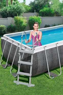 Intratuin Bestway Stahlrahmen-Pool Power Steel Rattan-Look rechteckig 404 x 201 x 100 cm| Pools & Planschbecken