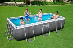 Intratuin Bestway Stahlrahmen-Pool Power Steel Rattan-Look rechteckig 404 x 201 x 100 cm| Pools & Planschbecken