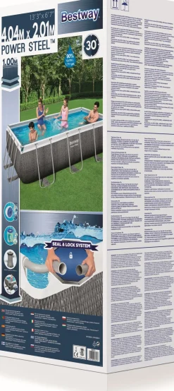 Intratuin Bestway Stahlrahmen-Pool Power Steel Rattan-Look rechteckig 404 x 201 x 100 cm| Pools & Planschbecken