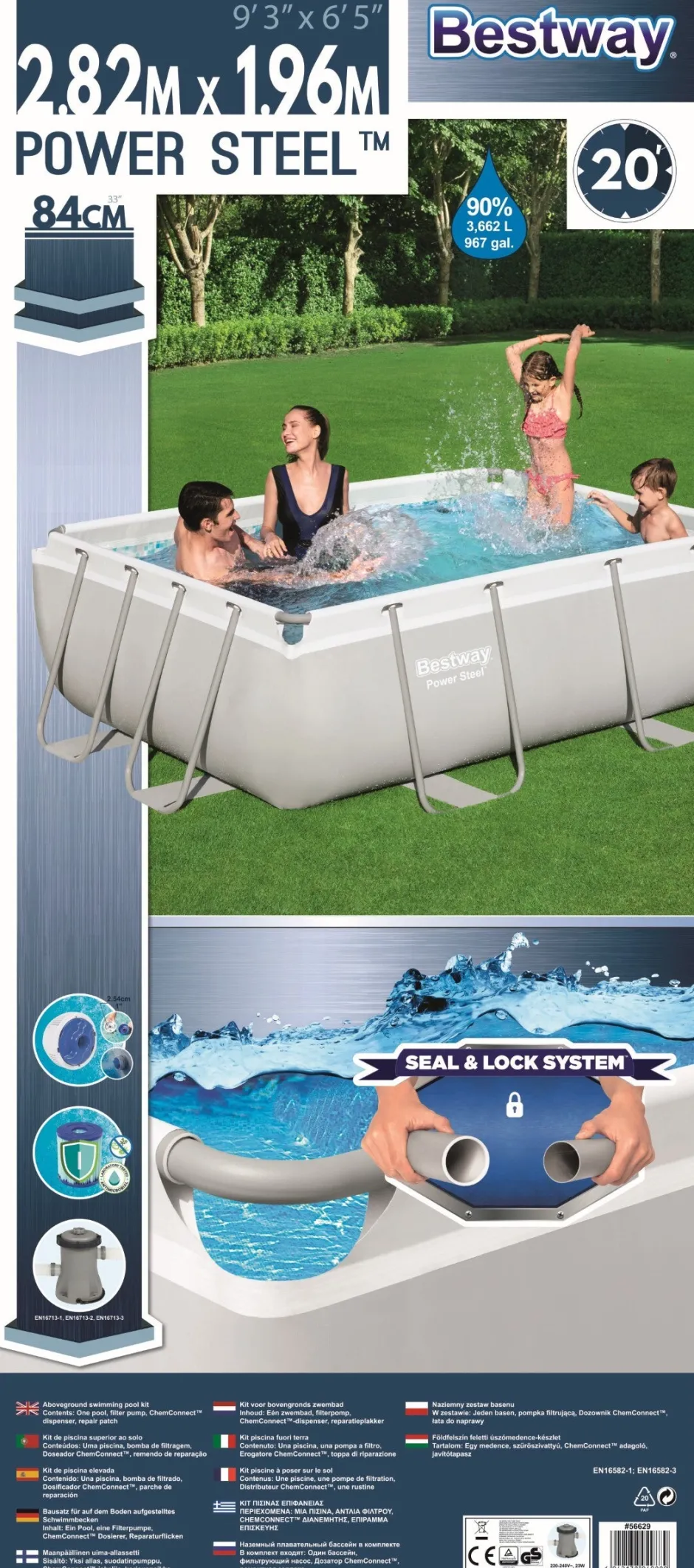 Intratuin Bestway Stahlrahmen-Pool Power Steel rechteckig 282 x 196 x 84 cm| Pools & Planschbecken