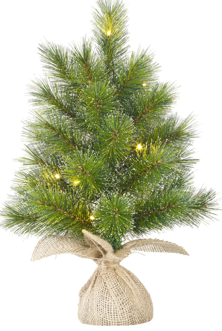 Intratuin Black Box Künstlicher Weihnachtsbaum Glendon Burlap met LED verlichting H 60 cm| Künstliche Weihnachtsbäume