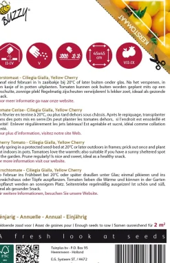 Intratuin Buzzy® Pomodori Kirschtomate gelb (Solanum lycopersicum 'Ciliegia Gialla') Samen| Gemüsesamen|Saatgut