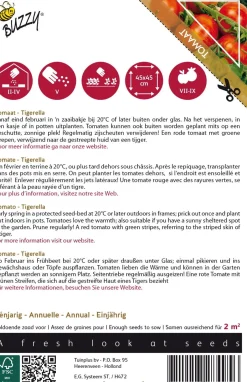 Intratuin Buzzy® Pomodori Tomate (Solanum lycopersicum 'Tigerella') Samen| Gemüsesamen|Saatgut