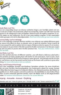 Intratuin Buzzy® Xotica Baby Leaf Salat (Lactuca sativa) Samen-Mischung| Gemüsesamen|Saatgut