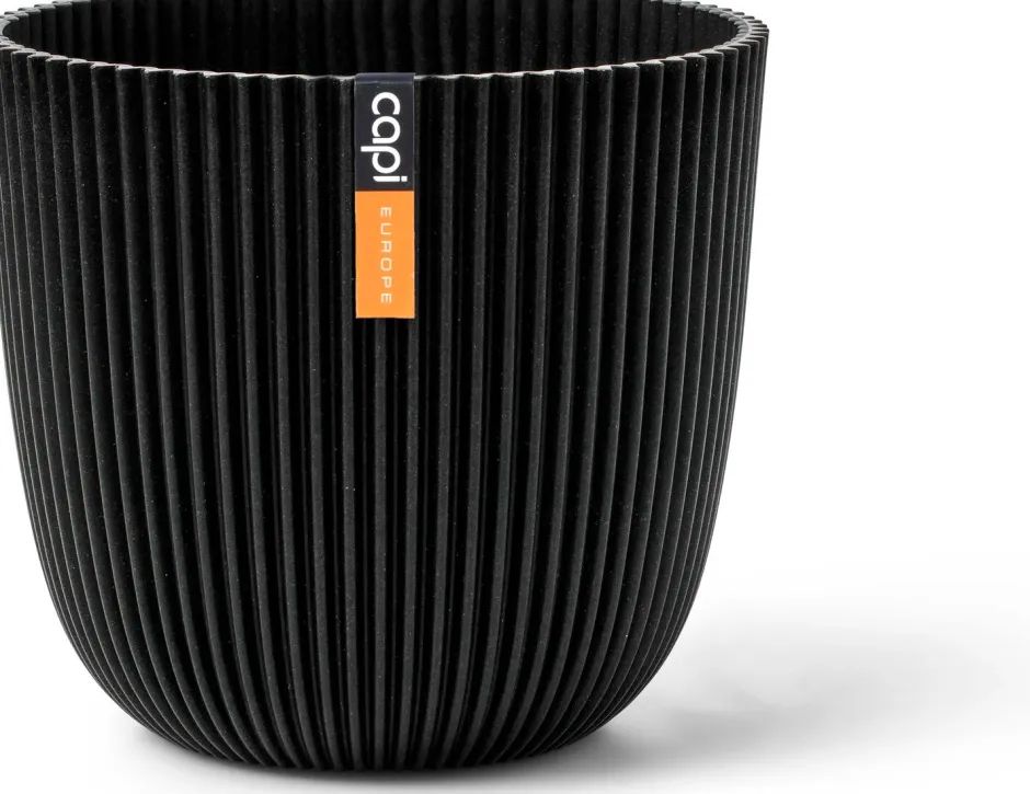 Intratuin Capi Europe Blumentopf Groove schwarz D 16,5 H 15 cm| Blumentöpfe|Blumentöpfe & Pflanzgefäße