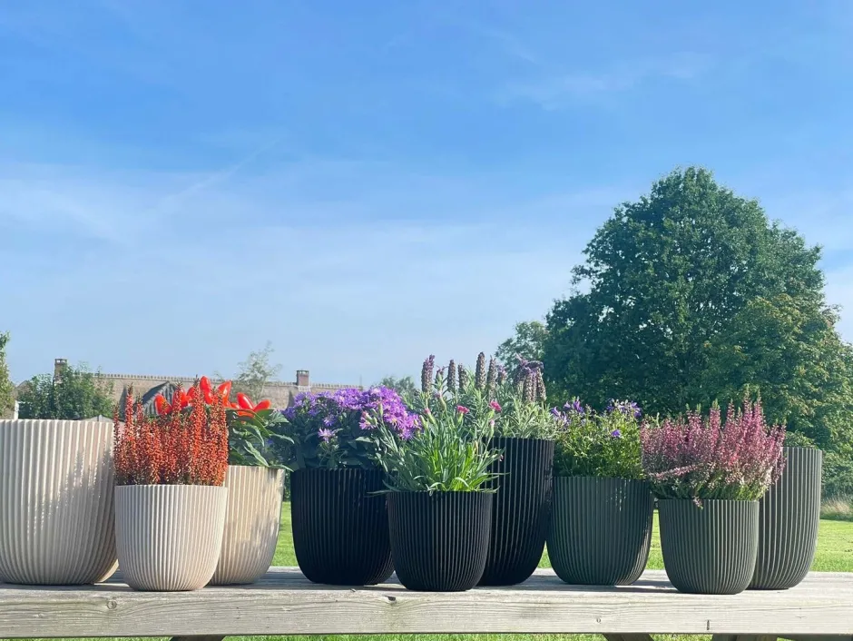 Intratuin Capi Europe Blumentopf Groove schwarz D 13 H 12 cm| Blumentöpfe|Blumentöpfe & Pflanzgefäße