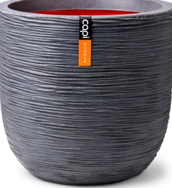 Intratuin Capi Europe Blumentopf Nature Rib D 43 H 41 cm grau| Blumentöpfe|Blumentöpfe & Pflanzgefäße