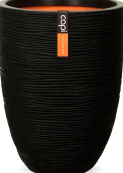 Intratuin Capi Europe Blumentopf Nature Rib D 46 H 58 cm schwarz| Blumentöpfe|Blumentöpfe & Pflanzgefäße