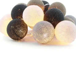 Intratuin Cotton Ball Lights Lichterkette Shadow Starterset grau / weiß 7,4 m mit 20 Lampen| Außenlichterketten