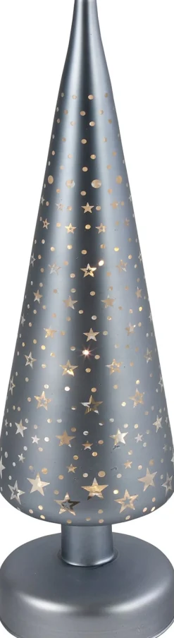 Intratuin Countryfield Weihnachtsdeko Baum beleuchtet Bomont silber 8 LEDs warmweiß 9 x 9 x 30 cm| Weihnachtsfiguren & -Objekte