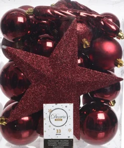 Intratuin Decoris Weihnachtsbaumschmuck Marilene dunkelrot 33 St.| Weihnachtskugeln & -Anhänger|Weihnachtsbaumspitzen