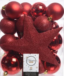 Intratuin Decoris Weihnachtsbaumschmuck Marilene rot 33 St.| Weihnachtskugeln & -Anhänger|Weihnachtsbaumspitzen