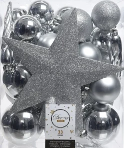 Intratuin Decoris Weihnachtsbaumschmuck Marilene silber 33 St.| Weihnachtskugeln & -Anhänger|Weihnachtsbaumspitzen