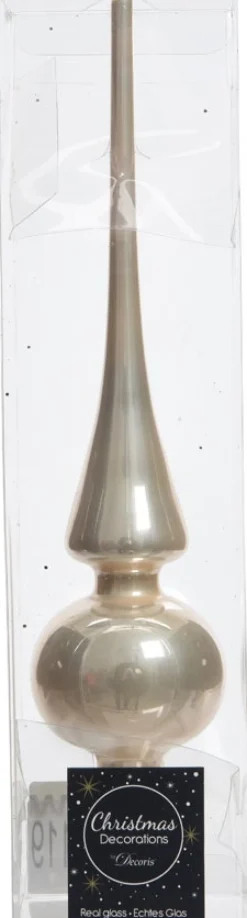 Intratuin Decoris Weihnachtsbaumspitze glänzend creme D 6 H 26 cm| Weihnachtsbaumspitzen