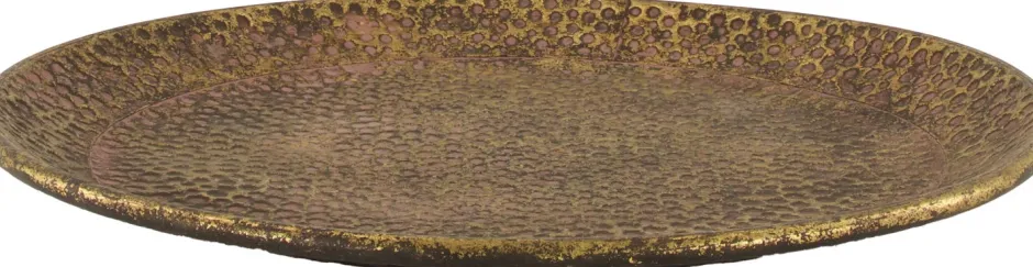 Intratuin Dijk Natural Collections Tablett Flora gold D 38 H 3 cm| Servieren