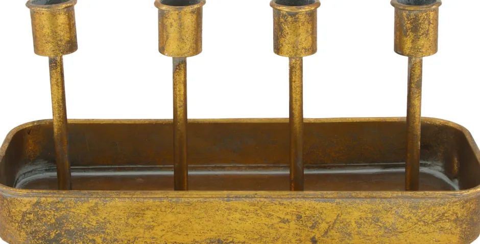 Intratuin Dijk Natural Collections Kerzenständer Diego gold 28,5 x 12,5 x 13 cm| Kerzenständer