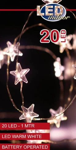 Intratuin Drahtlichterkette Sterne silber 1 m LED warmweiß| Mini- & Drahtlichterketten