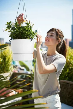 Intratuin Elho Hängetopf Greenville weiß D 23,9 H 20,3 cm| Blumenampeln & Hängetöpfe|Blumentöpfe & Pflanzgefäße