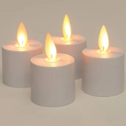 Intratuin Erweitertungsset LED Teelicht weiß 4 St. aufladbar D 3,8 H 3,5 cm gelb| Led Kerzen