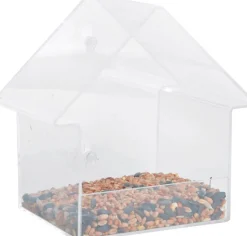 Intratuin Esschert Design Fenster-Vogelfutterhaus transparent 15,7 x 10,8 x 17 cm| Gartenvögel|Vogelfutterhäuser