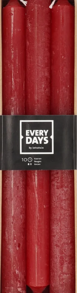 Intratuin Everydays by Stabkerzen Rustic rot 10 Std. 6 St.| Stabkerzen