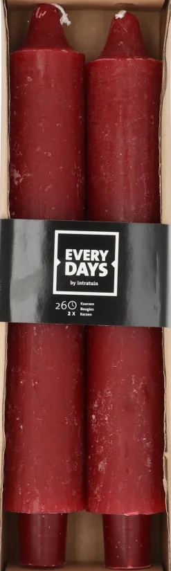 Intratuin Everydays by Stabkerzen Rustic rot 26 Std. 2 St.| Stabkerzen