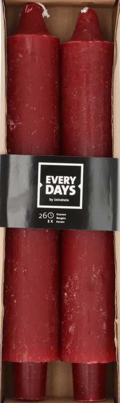 Intratuin Everydays by Stabkerzen Rustic rot 26 Std. 2 St.| Stabkerzen