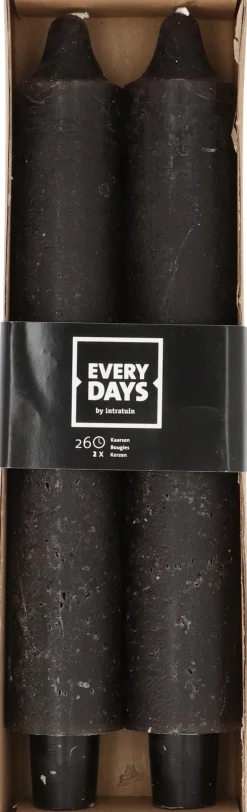 Intratuin Everydays by Stabkerzen Rustic schwarz 26 Std. 2 St.| Stabkerzen