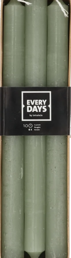 Intratuin Everydays by Stabkerzen Rustic hellgrün 10 Std. 6 St.| Stabkerzen