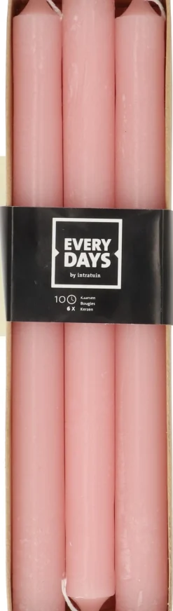 Intratuin Everydays by Stabkerzen Rustic hellrosa 10 Std. 6 St.| Stabkerzen