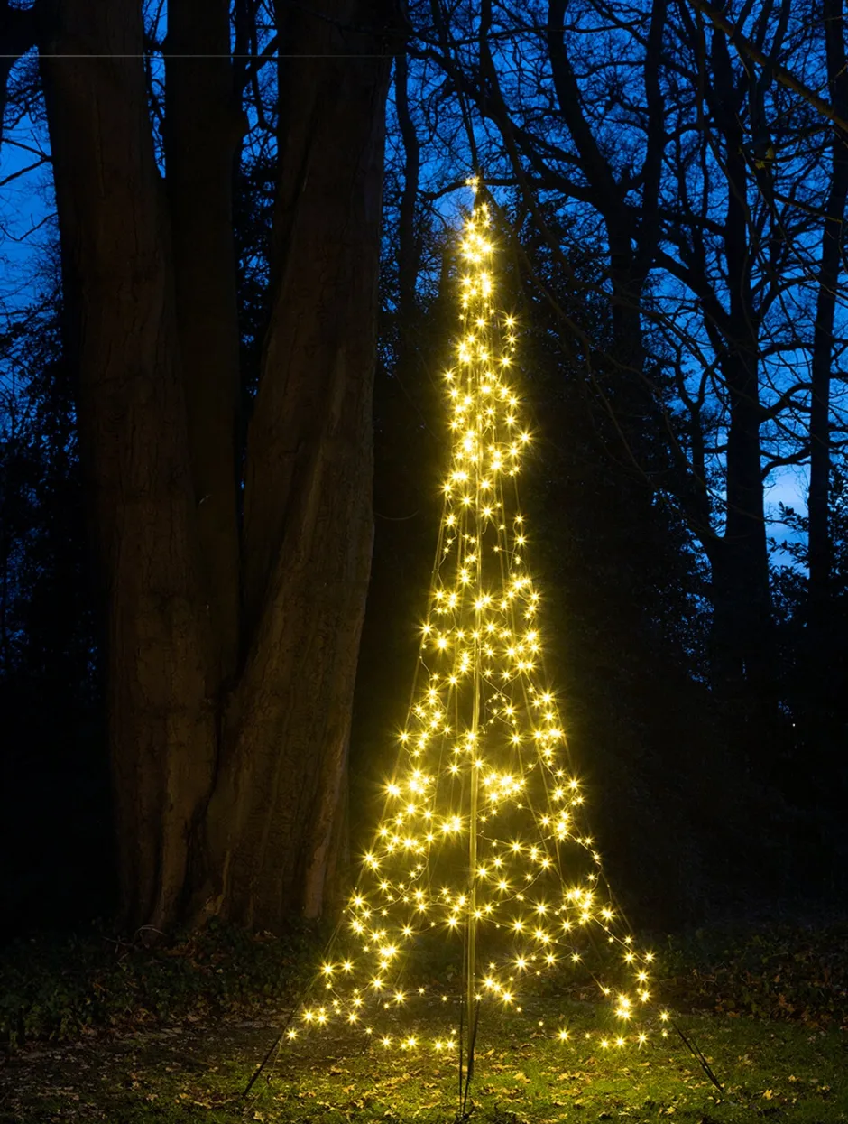 Intratuin Fairybell Flaggenmast Lichterbaum H 4 m mit 400 LEDs warmweiß| Led Weihnachtsbäume (Außen)