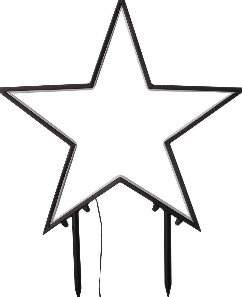 Intratuin Gartenstecker Stern mit Timer schwarz warmweiß 53 x 3 56 cm| Weihnachtsfiguren (Außen)